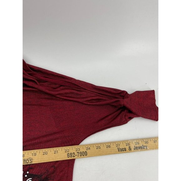 i Jeans by Buffalo Women's Metallic Red Knit Shirt Top Blouse Rhinestones Size M - Picture 9 of 12